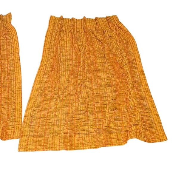 2 Panels Vintage Mid-century 1960s 1970s Open Weave Drapes Curtains Orange MCM F - Picture 2 of 4
